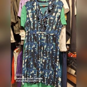 NWOT Merona L blue geo dress